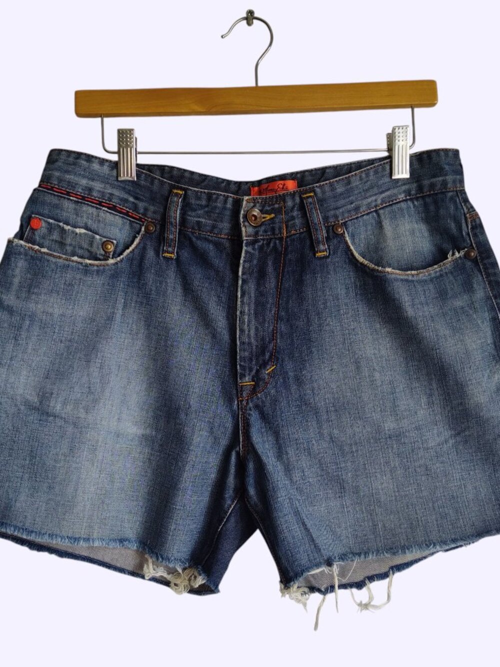 Marc Ecko Upcycled Cotton Denim Cutoff Jeans Shorts Distresssed Ripped Sz W32